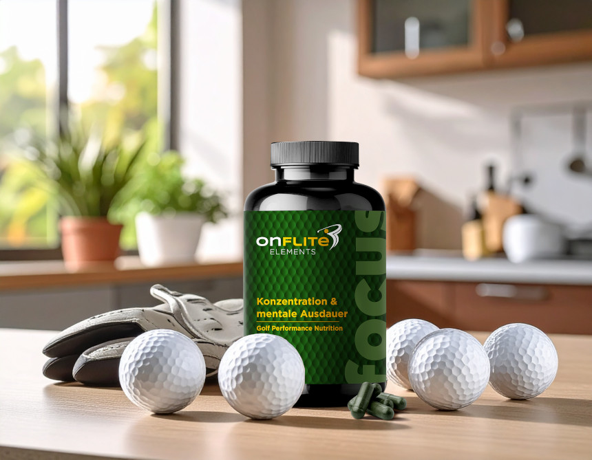 OnFlite Elements Focus und Golfbälle auf Tisch